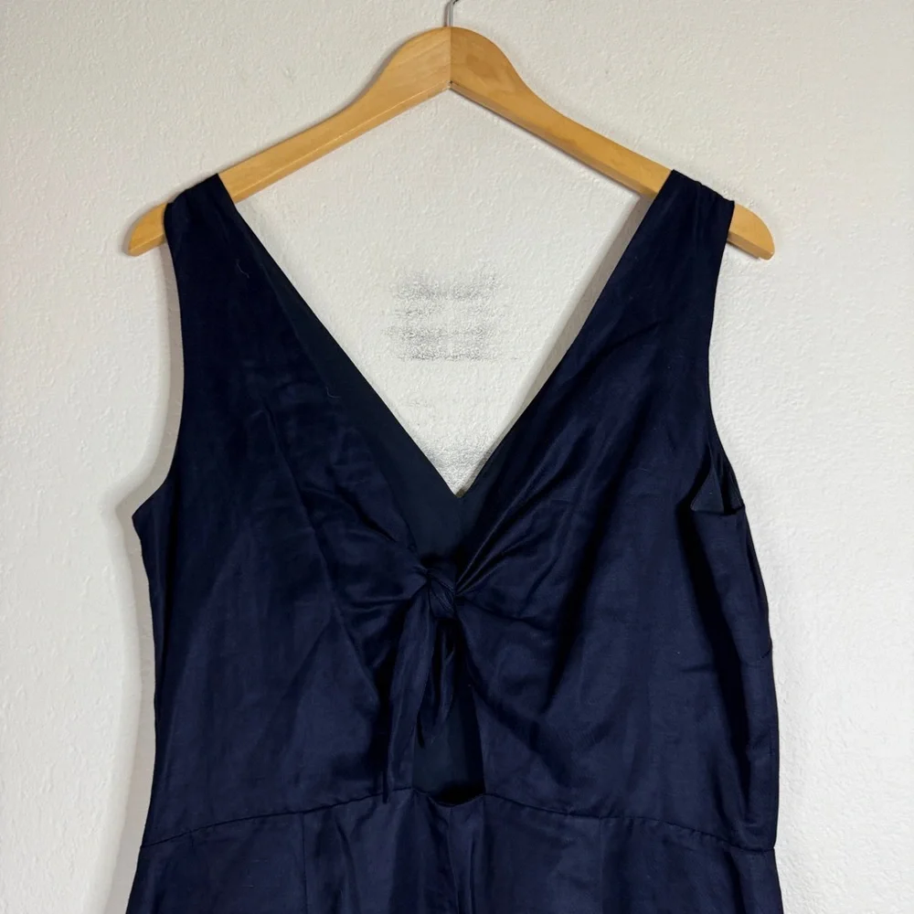 BANANA REPUBLIC navy blue sleeveless wide leg crop linen jumpsuit SIZE 10 NEW